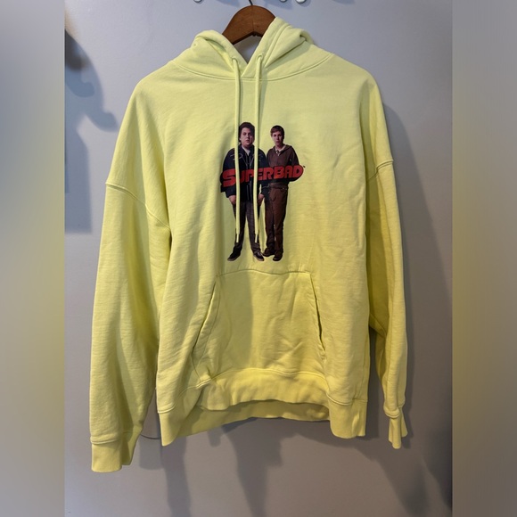 Other - Super Bad H&M Hoodie Mens Medium Relaxed Fit Yellow Hooded Sweatshirt Sweater